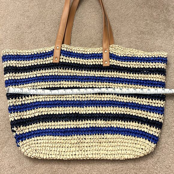 Mark & Graham Resortwear Colorful Stripe Straw Beach Slouchy Summer Tote Bag - Picture 7 of 10
